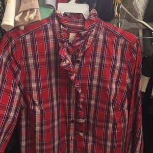 Gap Plaid Fitted Boyfriend Shirt
